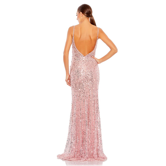 Mac Duggal EMBELLISHED PLUNGE NECK SLEEVELESS TRUMPET GOWN - Picture 2 of 6